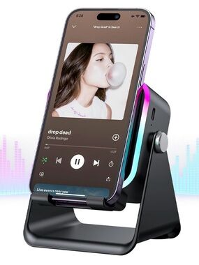 NEW - Induction Speaker 5-in-1 Bluetooth Audio for iPhone Android w/ Phone Stand
